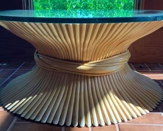 Mid-Century Split Reed Bamboo Coffee Table