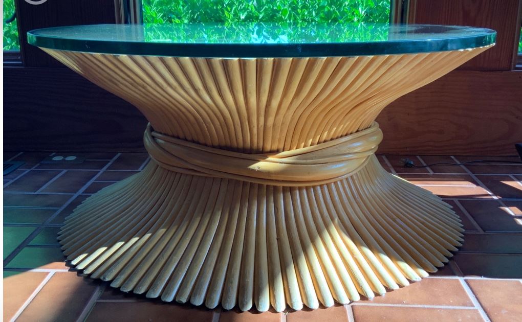 Mid-Century Split Reed Bamboo Coffee Table