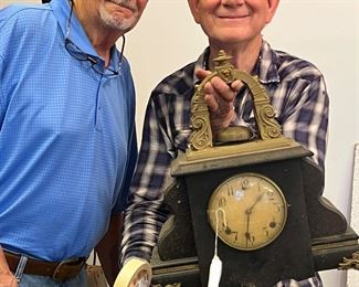 Don and John with one of the many antique clocks!  