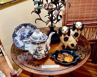 Flow black. Love the painted table!