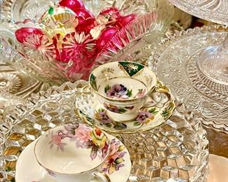 3 large glass punch bowls. 