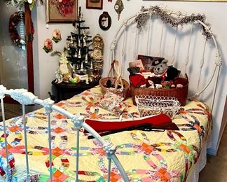 Kid’s bedroom full of toys, dolls, vintage Easter, tile trays, and more. 