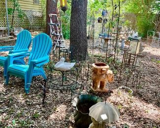 Lots of yard statuary, trellis, and more!