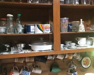 glass ware, mugs and misc