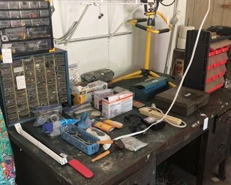 metal desk and tools