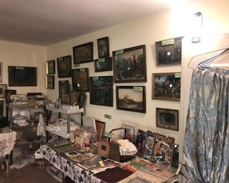 Items Located In The 4th Bedroom ( Vintage 1930's Lithographs ~ Vintage Linens And Sewing Items ~ Vintage Costume Jewelry ~ Vintage Marbles)