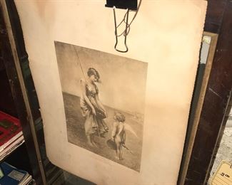 Items Located In The 4th Bedroom ( Vintage 1930's Lithographs ~ Vintage Linens And Sewing Items ~ Vintage Costume Jewelry ~ Vintage Marbles)