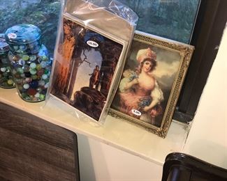 Items Located In The 4th Bedroom ( Vintage 1930's Lithographs ~ Vintage Linens And Sewing Items ~ Vintage Costume Jewelry ~ Vintage Marbles)