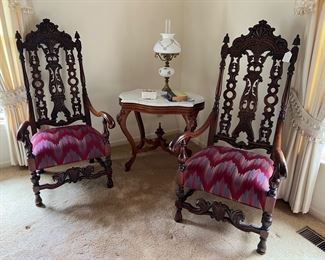  ANTIQUE 1800s GOTHIC CHAIRS