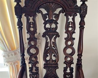 detail of ANTIQUE 1800s GOTHIC CHAIR