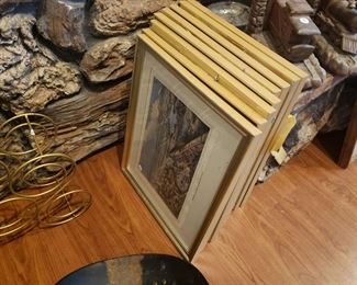 Framed Currier and Ives prints, as-is