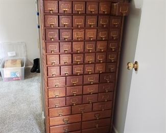Antique oak card catalog