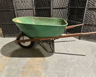Green Metal Wheelbarrow