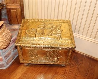 Vintage Brass Coal Box  