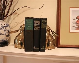 VINTAGE BRASS BUNNY BOOKENDS 