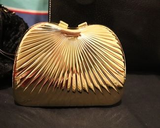 Vintage Walborg Gold Hard Shell Shoulder Purse