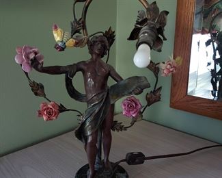 Antique bronze figural lamp