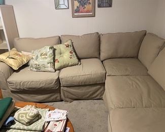 Covered grey sectional