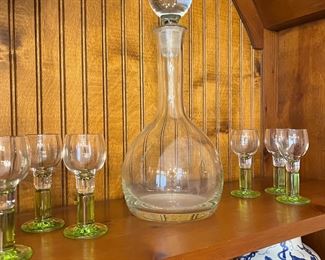 wine decanter and stem glasses set