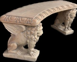 $750 each. GIANNINI a pair of Griffin stone benches.