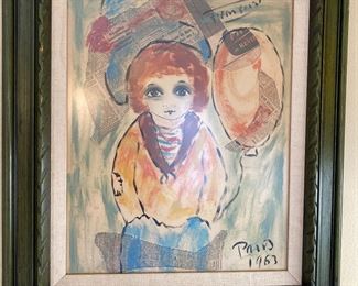 $395. Roger Etienne (1923 - 2011) was active/lived in California / France, Belgium.  Roger Etienne is known for Impressionist landscape, chirldren, nudes, clowns painting.