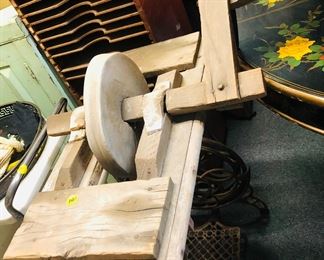 antique hand turned sharpening stone