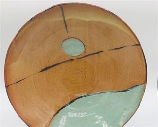 handmade decorated pottery plate