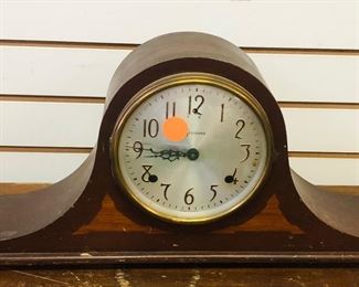 vintage sessions mantel clock paper label 8 day turn back no 277p