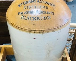 vintage large salt glazed jug marked Blackburn