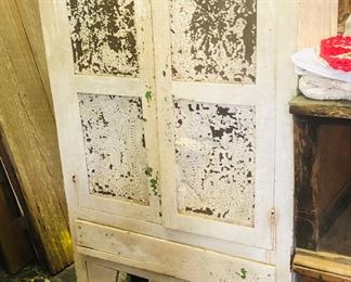 vintage punched tin pie safe