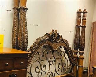 king bed   has matching dresser and chest of drawers   