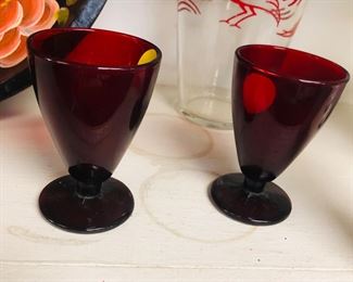 2 ruby red tumblers