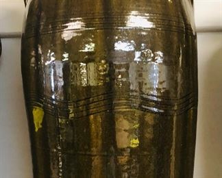 Crawford Co double signed both handles CBW decorated wavy lines jar. Mint condition 