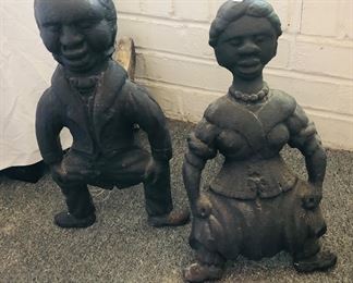 late 1800's cast iron figural andirons