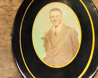 1900's antique photo tin frame vertical portrait