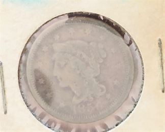 1856 upright 5 one cent