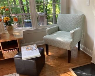Chair, ottoman, side table