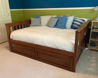 Full size bed with underbed storage. mattress has some wear but in good structural condition