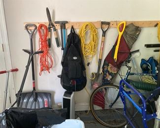 Outdoor tools, extension cords, ladders, outdoor chairs, yard tools