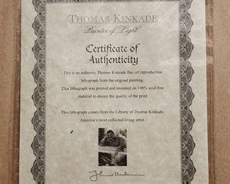 Thomas Kinkade COA