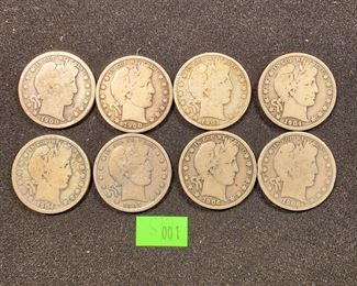 LOT 1 BARBER HALF DOLLARS 1900-1906