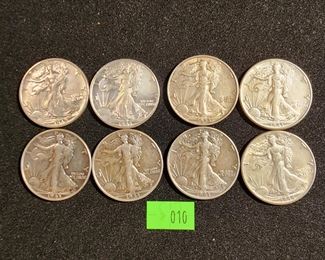 LOT 10 - 8 WALKING LIBERTY HALF DOLLARS 1942-44