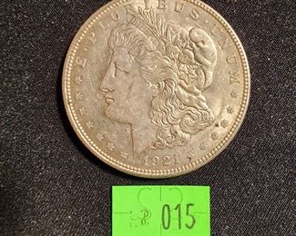 LOT 15 - 1921-S MORGAN SILVER DOLLAR