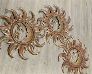 3 Metal Sun Moon Plaques
