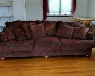 Burgundy Patterned Sofa
