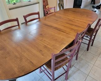 LARGE Dining Table W 6 Chairs  Three Leaves