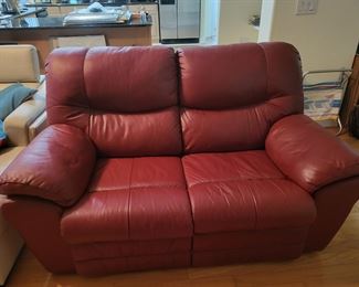 SUPER COMFY!!! Red Leather Recliner/Loveseat