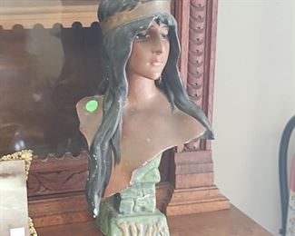 Vintage chalkware bust of Diana