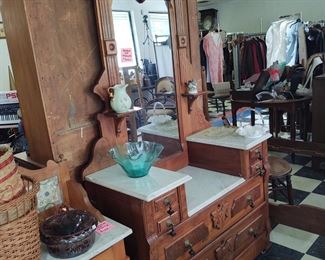 1890s Eastlake marble top dresser