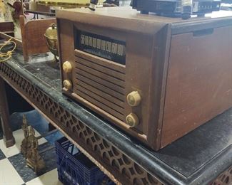 Old record player and radios